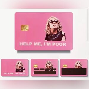 “Help Me, I’m Poor” Credit Card Skin Stickers | Pink | 4-Piece Set | NEW